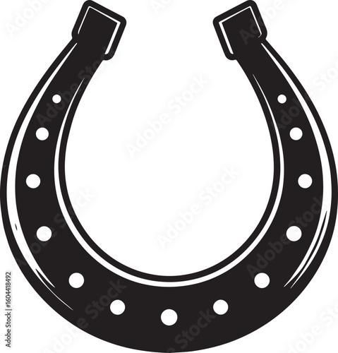Lucky Horseshoe Black Silhouette Design | Rustic Charm Emblem Illustration Vector Format