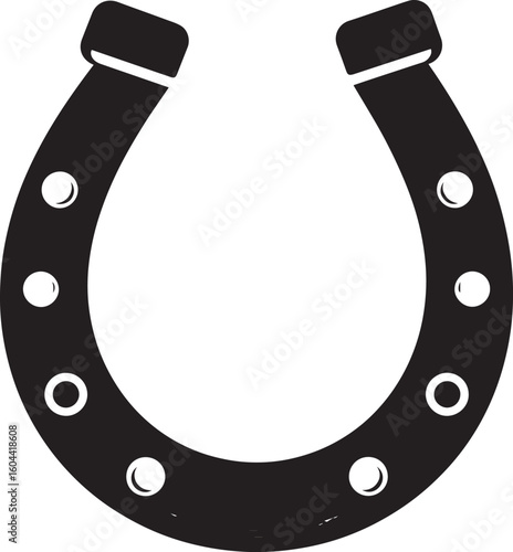 Lucky Horseshoe Black Silhouette Design | Rustic Charm Emblem Illustration Vector Format