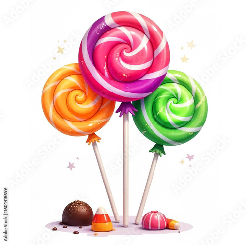 Colorful Halloween lollipops.