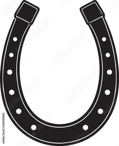 Lucky Horseshoe Black Silhouette Design | Rustic Charm Emblem Illustration Vector Format