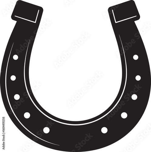 Lucky Horseshoe Black Silhouette Design | Rustic Charm Emblem Illustration Vector Format