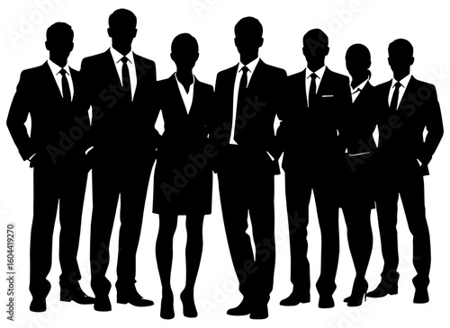 Group of business people in black silhouettes