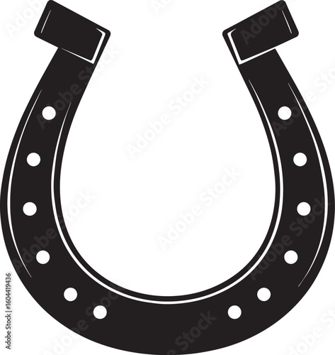 Lucky Horseshoe Black Silhouette Design | Rustic Charm Emblem Illustration Vector Format