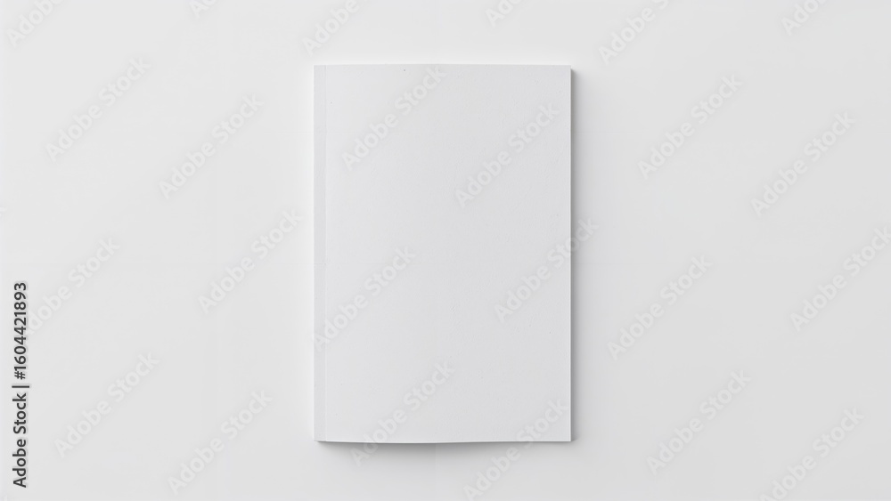 Top-down view of brochures featuring plain covers on a neutral background. Design template. Top-down view of brochures featuring plain covers on a neutral background. Design template.
