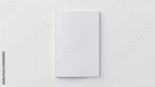 Top-down view of brochures featuring plain covers on a neutral background. Design template.
