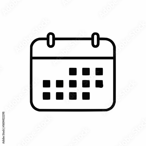 Simple calendar icon with black outline on white background  