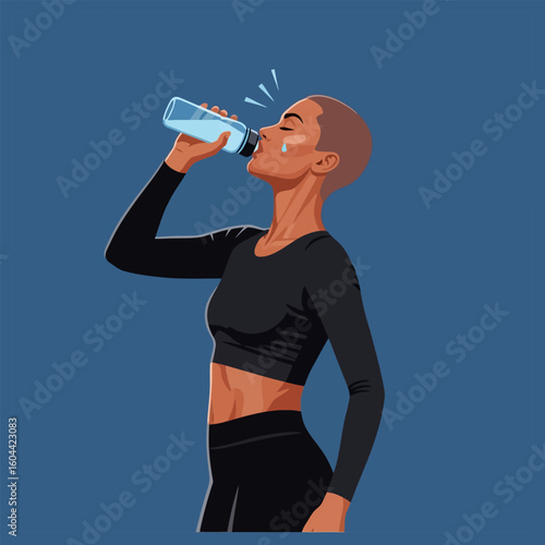 Woman Drinking Water After Workout for Fitness and Hydration