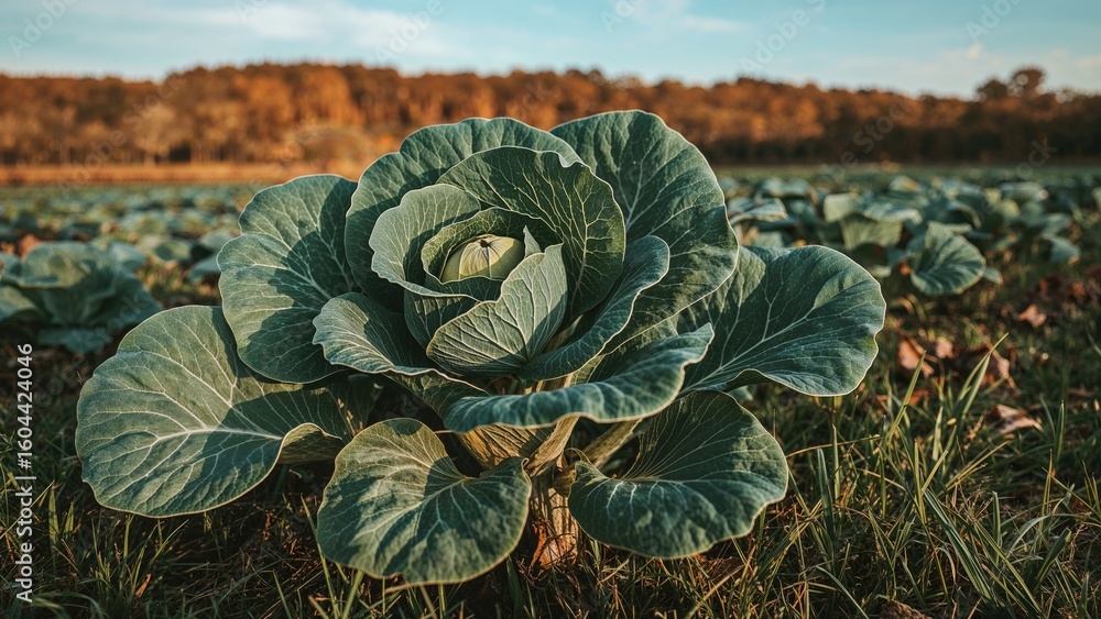 Fototapeta premium Vegetable patch cultivating cabbage