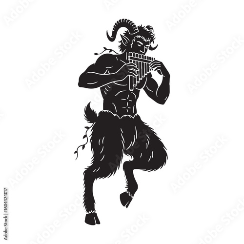 Standard Pan digital black vector, a classic and easily adaptable option – Pan silhouette – Pan Vector – Silhouette of Pan – Greek god vector

