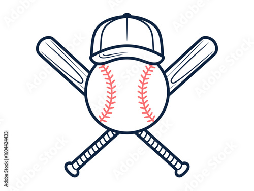 Baseball icon with crossed bats and cap