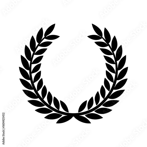 set of black circular foliate laurels branches lau vector illustration