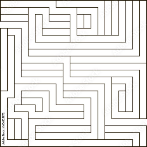 Maze pattern. A repeating geometric pattern resembling intricate passages. Puzzle or road map. Black maze pattern.