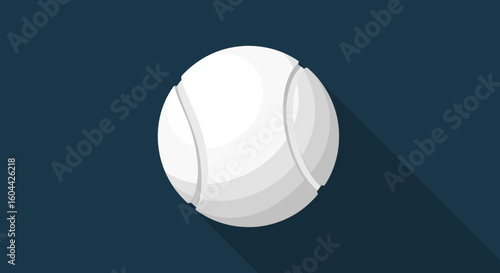 Minimalist illustration of a white tennis ball against a deep blue backdrop evoking a sense of sport precision