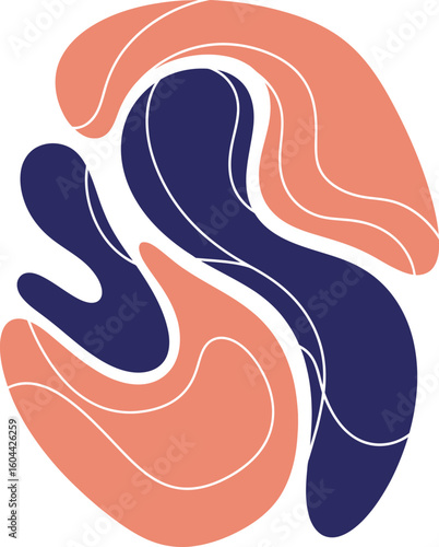 Abstract Coral Blue Organic Shapes