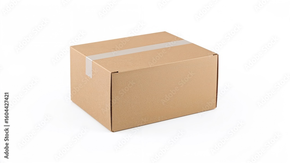 Unmarked cardboard container displayed on white Unmarked cardboard container displayed on white