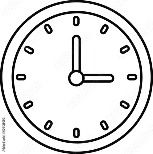 Simple Line Clock Icon Minimalist Design