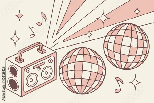 Vector set of shiny disco balls in various sizes with sparkling light effects, ideal for dance party themes, retro celebrations, and nightclub events illustration
