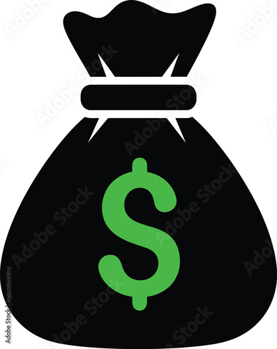 Money Bag Icon: Green Dollar Sign