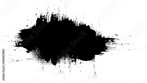 black ink brush painting blank banner artistic grunge graphic element
