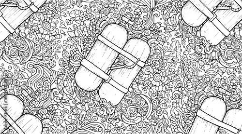 Pattern of scuba diving tanks and underwater elements for diving enthusiasts
