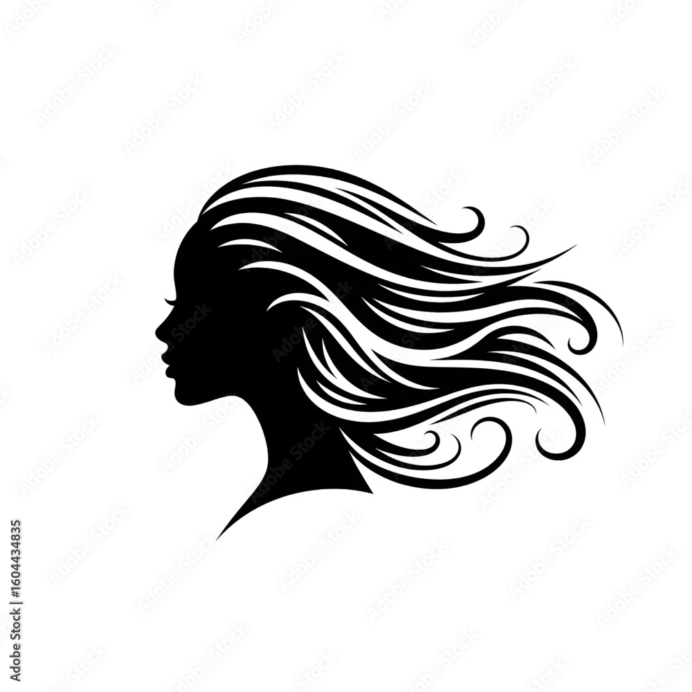 Minimalist line art of a woman's hair Minimalist line art of a woman's hair