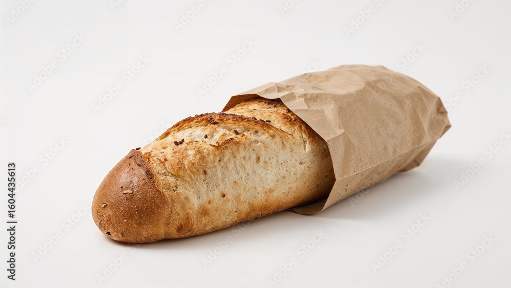 Soft white loaf bread displayed against a solid background Soft white loaf bread displayed against a solid background