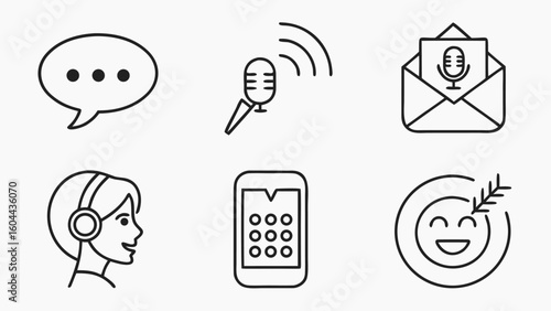 Messaging and Chat Icon Set – Signal Gray Vector Icons for Communication Apps, Chat Interfaces, and Digital Messaging