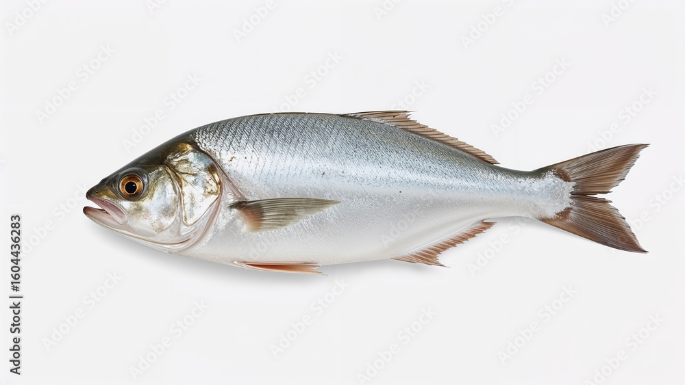 Fototapeta premium Pomfret fish presented fresh on a white canvas