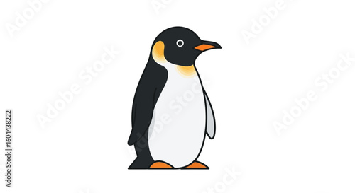 Stylized rendition of an emperor penguin illustration, suitable for children's educational materials or iconographic representation