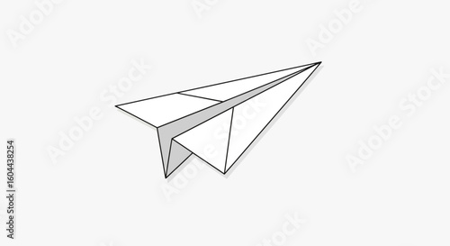 Minimalist paper airplane icon on white background evokes freedom and imagination creating a sense of childlike wonder representing simplicity in