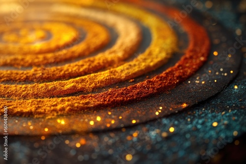 Vibrant swirls of assorted spices create a mesmerizing, colorful, and aromatic display.