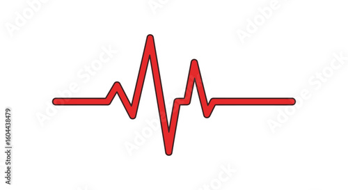 A Scarlet Electrocardiogram Tracing Against a Pristine White Backdrop Displays Health Monitoring  Pulse Signifying Vital Physiological Function