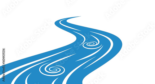 Stylized watercourse illustration with whimsical swirls for visual interest, a serene design