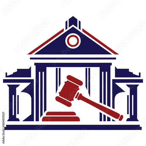 Justice Courthouse Gavel Icon, Legal System Building