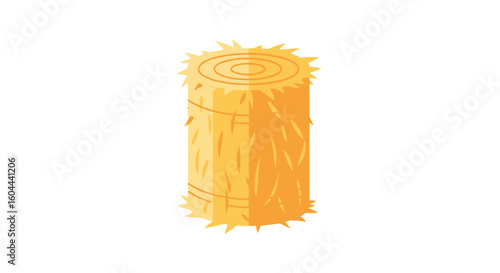 Stylized Hay Bale Illustration Depicting Agricultural Harvest Season With Soft Light Source Accentuating Textural Details Offering A Rural Essence