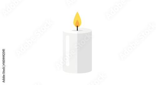 Glowing Candle Flame: A Minimalist Vector Illustration of Serenity and Lightness isolated on white backdrop