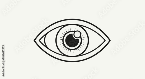 Minimalist Eye Illustration on Plain Backdrop Showing Ocular Symbolism and Expression with Simple Black Outline and Clean Aesthetic Presentation