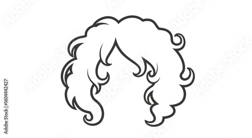 Curly Hairstyle Graphic: A Simple Line Drawing of Natural Hair Texture and Design Element