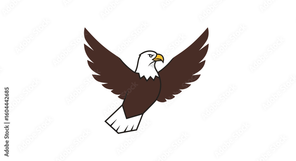 Obraz premium Majestic eagle soars, emblem of freedom and power, wings spread against a pristine background, iconic symbol of strength and liberty