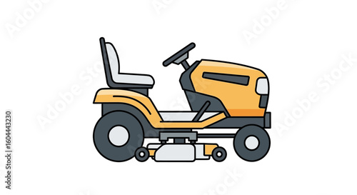 Stylized lawn mower illustration emphasizing clean lines and simplified design for landscaping content