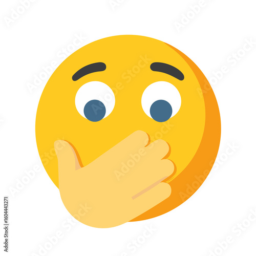 3D-Icon – Besorgtes Emoji mit Hand vor dem Mund
