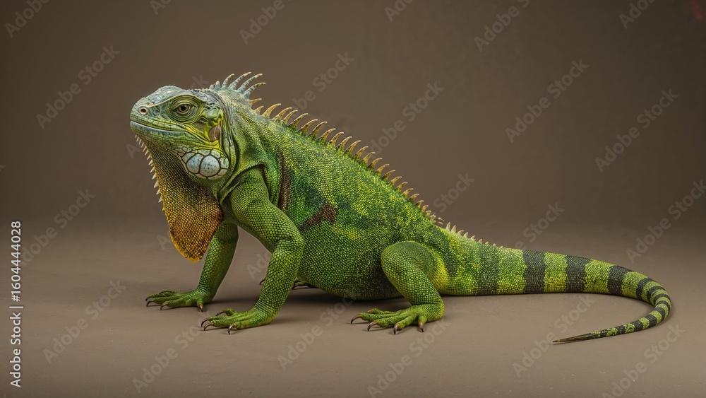 Fototapeta premium Female Iguana (Iguana Iguana) Displayed from the Side