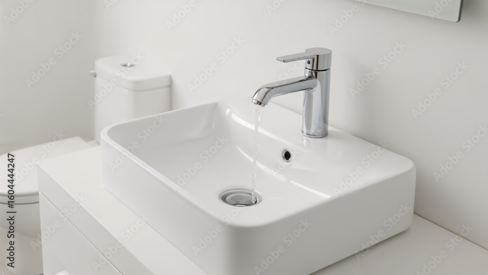 Fototapeta premium White washbasin paired with faucet