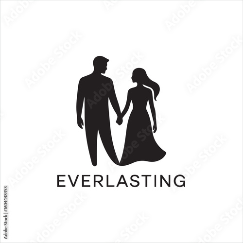 Silhouette of a couple holding hands with the word everlasting below