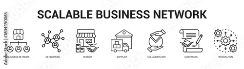 Scalable Business Network Modern and clean web banner illustration featuring thematic icons for visual communication