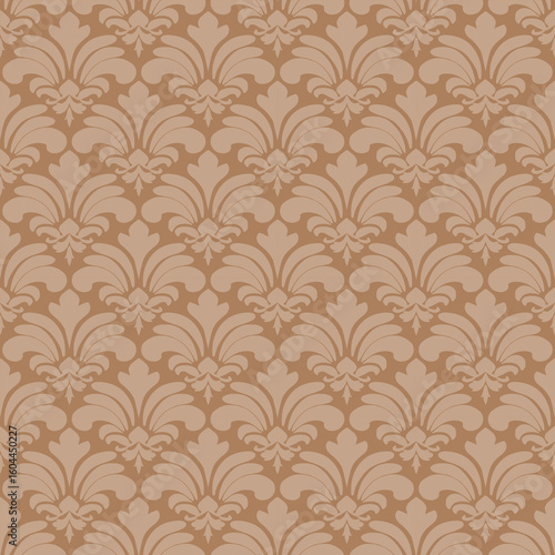 Brown damask seamless pattern vector for wallpaper, this damask pattern vector is ideal for textiles, packaging and elegant damask pattern vector prints