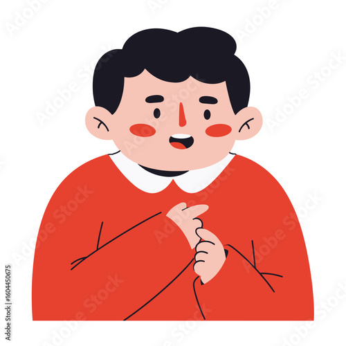 Illustration of a nervous boy