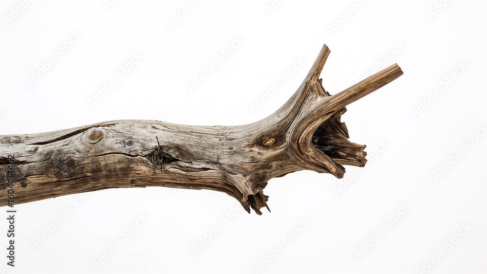Fototapeta premium Dead twig set apart on a plain white surface
