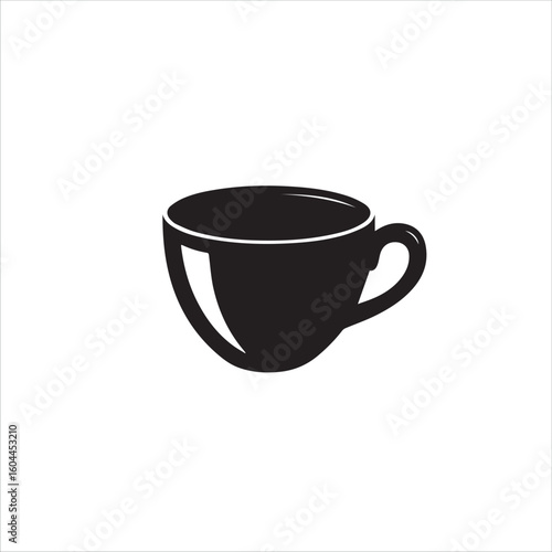 Simple black coffee cup illustration on white background