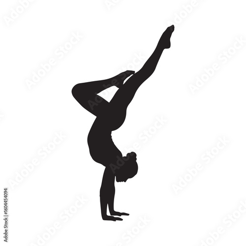 Gymnast Performing an Elegant Handstand with Legs Extended and Bent